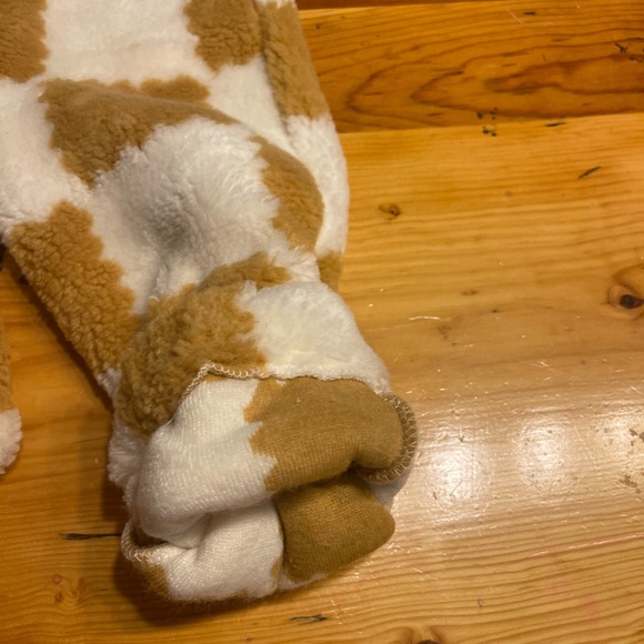 Pink Chicken fuzzy sweatpants cream, and tan checked with a beautiful red piping - Picture 2 of 4